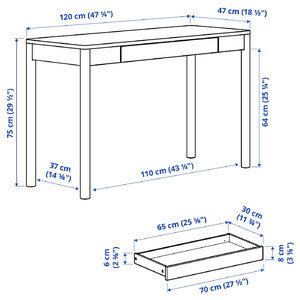 TONSTAD Desk, brown stained oak veneer, 120x47 cm