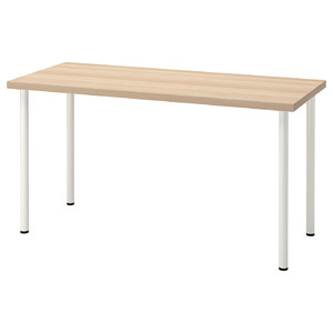 LAGKAPTEN / ADILS Desk, white stained oak effect, white, 140x60 cm