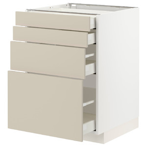 METOD / MAXIMERA Base cab 4 frnts/4 drawers, white/Havstorp beige, 60x60 cm