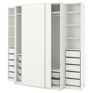 PAX / MEHAMN Wardrobe, white/double sided white, 250x66x236 cm