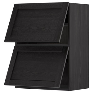 METOD Wall cab horizo 2 doors w push-open, black/Lerhyttan black stained, 60x80 cm