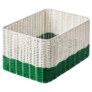 DJURTRÄNARE Basket, white/green, 25x35x19 cm