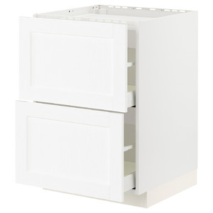 METOD / MAXIMERA Base cab f hob/2 fronts/2 drawers, white Enköping/white wood effect, 60x60 cm