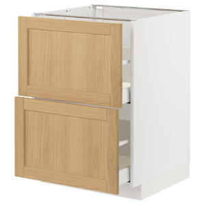 METOD / MAXIMERA Base cb 2 fronts/2 high drawers, white/Forsbacka oak, 60x60 cm