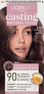 L'Oreal Casting Natural Gloss Permanent Hair Dye 523 Hazelnut Light Brown 90% Natural
