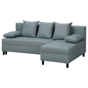 ANGSTA 3-seat sofa-bed, with chaise longue, turquoise