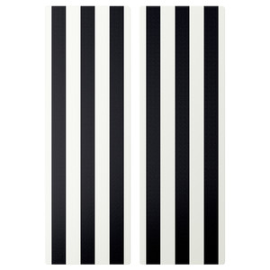 SMÅSTAD Door, black/white stripe, 30x90 cm