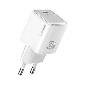 USAMS Wall Charger EU Plug USB-C PD 3.0 30W Fast Charging, white