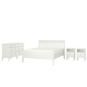 IDANÄS Bedroom furniture, set of 4, white, 140x200 cm