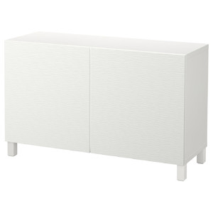 BESTÅ Storage combination with doors, white, Laxviken white, 120x40x74 cm