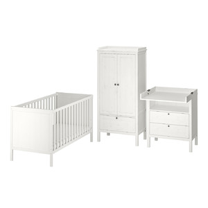 SUNDVIK 3-piece baby furniture set, white, 70x140 cm