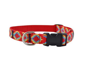 Chaba Adjustable Dog Collar Tape 25mm x 60cm, red, patterned