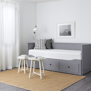 HEMNES Day-bed w 3 drawers/2 mattresses, grey/Vannareid firm, 80x200 cm