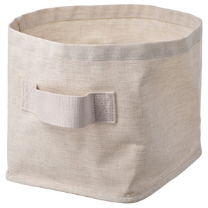 PURRPINGLA Storage basket, textile/beige, 25x20x20 cm