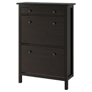 HEMNES Shoe cabinet with 2 compartments, black-brown, 89x127 cm