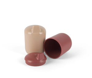 Dantoy TINY BIObased Sippy Cup 2pcs, Nude/Ruby Red