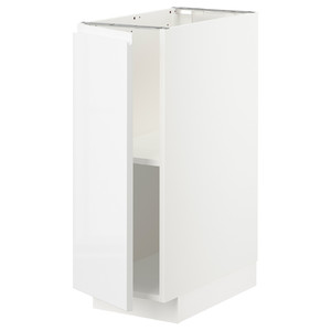 METOD Base cabinet with shelves, white/Voxtorp high-gloss/white, 30x60 cm