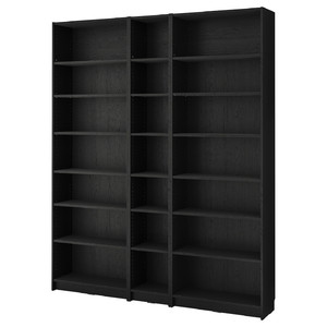 BILLY Bookcase comb w extension units, black oak effect, 200x28x237 cm