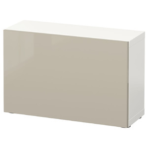 BESTÅ Shelf unit with door, white, Selsviken high-gloss/beige, 60x20x38 cm