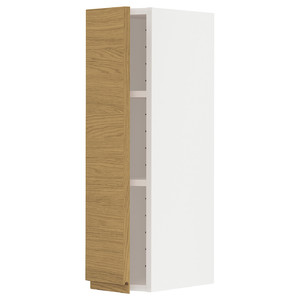 METOD Wall cabinet with shelves, white/Voxtorp oak effect, 20x80 cm