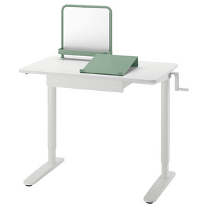 RELATERA Desk combination sit/stand, white/light grey-green, 90x60 cm