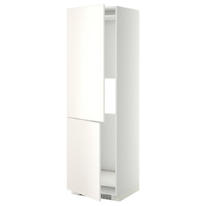 METOD Hi cab f fridge or freezer w 2 drs, white, Veddinge white, 60x60x200 cm