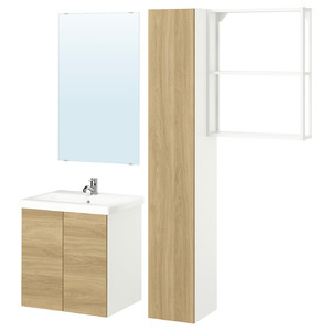 ENHET Bathroom, white/oak effect, 64x43x65 cm