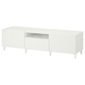 BESTÅ TV bench, white/Sutterviken/Kabbarp white, 180x42x48 cm