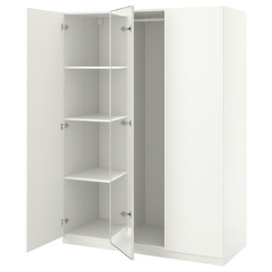 PAX / FORSAND/ÅHEIM Wardrobe combination, white/mirror glass, 150x60x201 cm