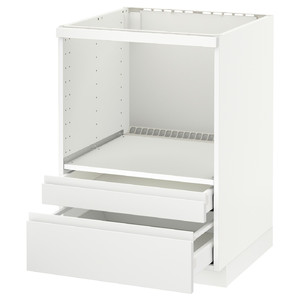 METOD / MAXIMERA Base cabinet f combi micro/drawers, white, Voxtorp matt white white, 60x60 cm