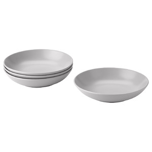 FÄRGKLAR Deep plate, matt light grey, 23 cm, 4 pack