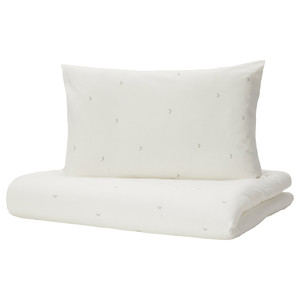 LENAST Quilt cover/pillowcase for cot, white, 110x125/35x55 cm