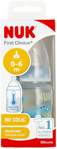 NUK First Choice Plus Baby Bottle with Temperature Control 150ml 0-6m, blue