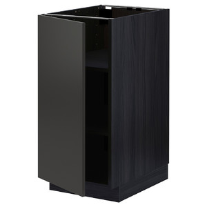 METOD Base cabinet with shelves, black/Nickebo matt anthracite, 40x60 cm