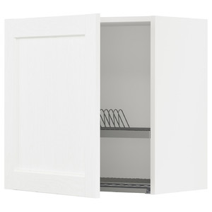 METOD Wall cabinet with dish drainer, white Enköping/white wood effect, 60x60 cm