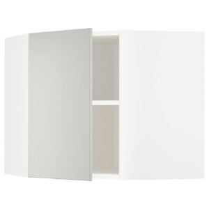 METOD Corner wall cabinet with shelves, white/Havstorp light grey, 68x60 cm