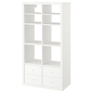 KALLAX Shelving unit, with 4 drawers/with 2 shelf inserts white, 147x77 cm