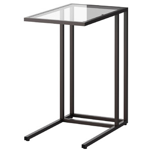 VITTSJÖ Laptop stand, black-brown, glass, 35x65 cm