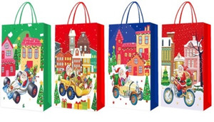 Christmas Gift Bag Glitter 260x320 12pcs, assorted patterns