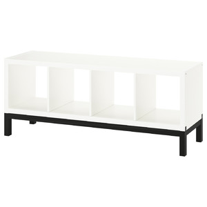 KALLAX Shelving unit with underframe, white/black, 147x59 cm