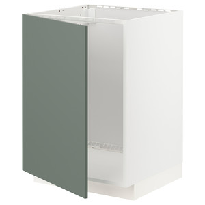 METOD Base cabinet for sink, white/Bodarp grey-green, 60x60 cm