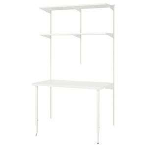 BOAXEL / LAGKAPTEN Shelving unit with table top, white, 125x62x201 cm