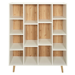 Bookcase Shelving Unit Zuzanne, large, white/natural