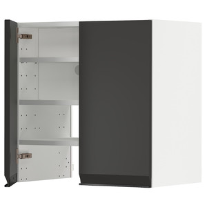 METOD Wall cb f extr hood w shlf/door, white/Upplöv matt anthracite, 60x60 cm