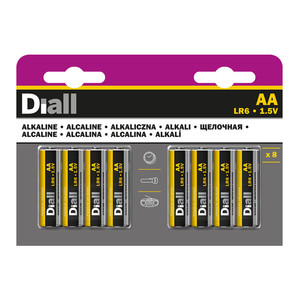 Diall Alkaline Batteries AA LR6, 8 pack