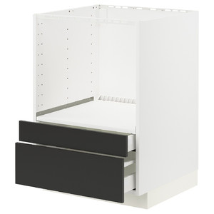 METOD / MAXIMERA Base cabinet f combi micro/drawers, white/Nickebo matt anthracite, 60x60 cm