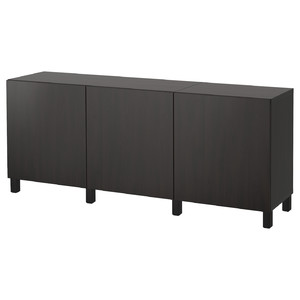 BESTÅ Storage combination with doors, black-brown, Lappviken black-brown, 180x40x74 cm