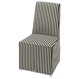 BERGMUND Chair with long cover, white/black/white