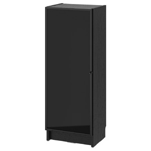 BILLY / HÖGBO Bookcase comb w glass doors, black oak effect/black, 40x30x106 cm