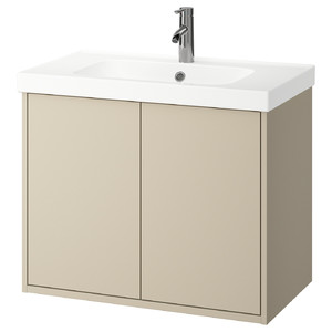 HAVBÄCK / ORRSJÖN Wash-stnd w doors/wash-basin/tap, beige, 82x49x69 cm